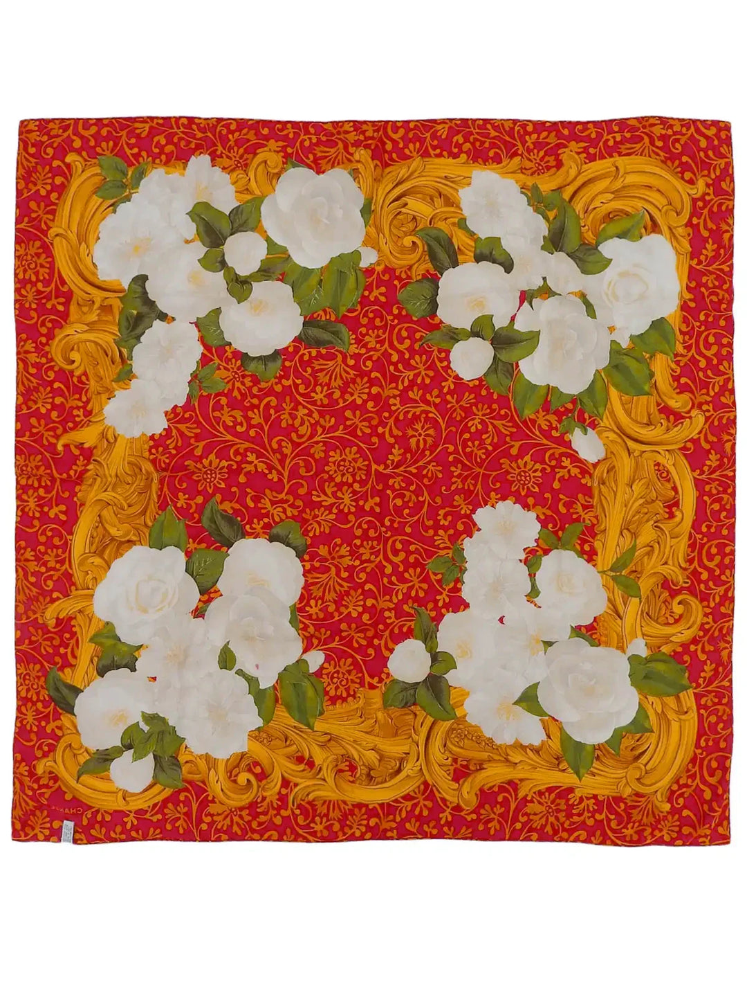 Chanel Camellia Pattern Scarf Red/Multi
