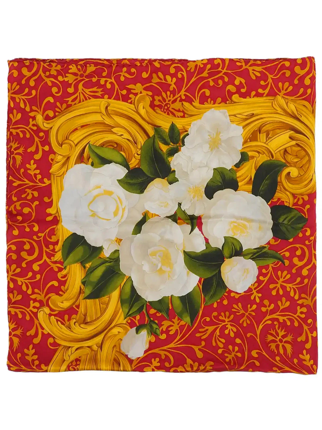 Chanel Camellia Pattern Scarf Red/Multi
