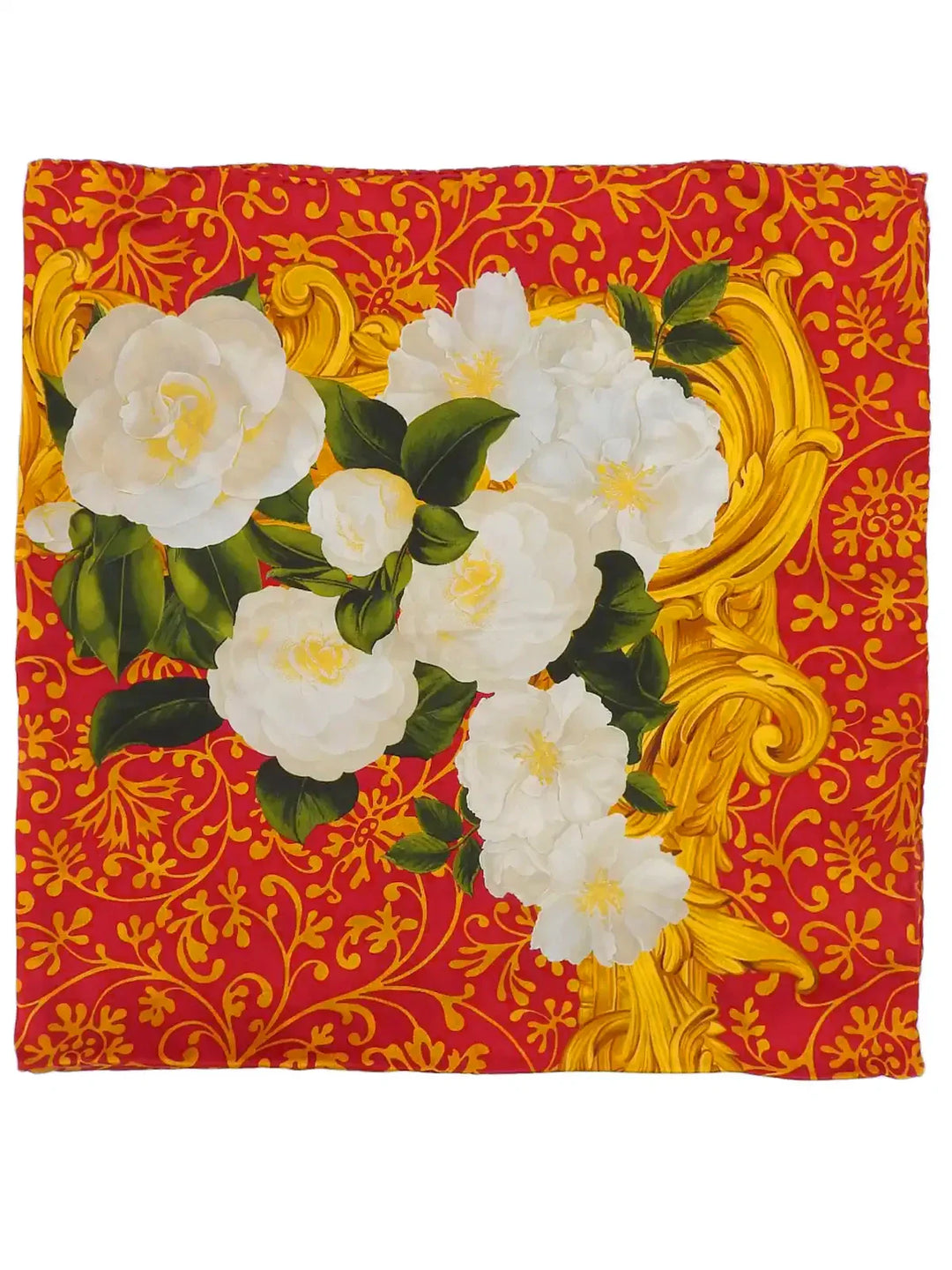 Chanel Camellia Pattern Scarf Red/Multi