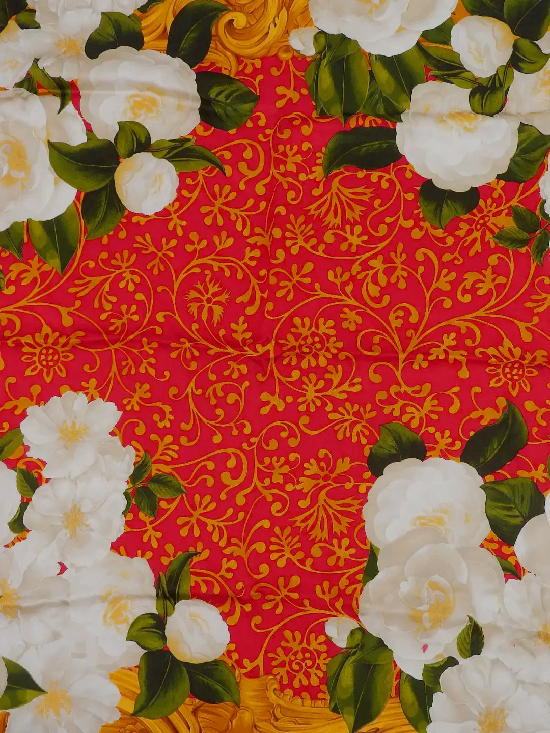 Chanel Camellia Pattern Scarf Red/Multi