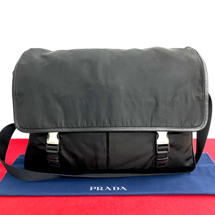 Prada Tessuto Messenger Bag Canvas Crossbody Bag