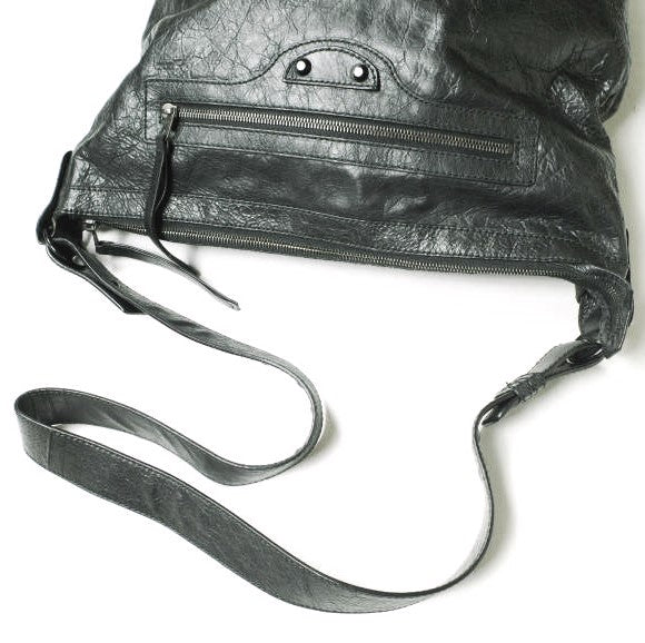 Top Quality Balenciaga Leather Day Messenger Bag Black