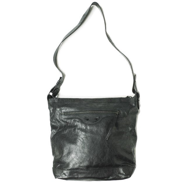 Top Quality Balenciaga Leather Day Messenger Bag Black