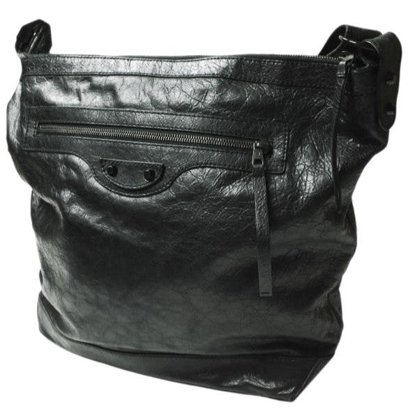 Top Quality Balenciaga Leather Day Messenger Bag Black
