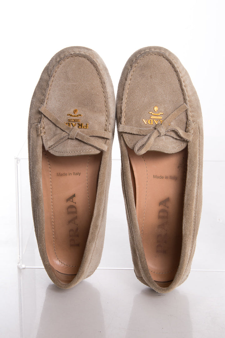 Prada Taupe Suede Loafers SZ 36.5