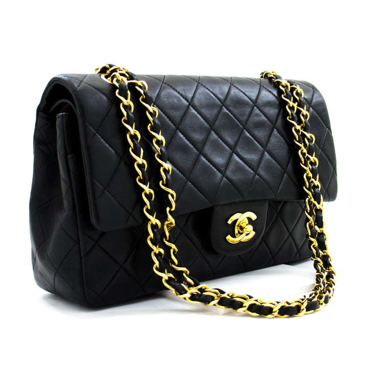 Chanel 2.55 Double New Chain Shoulder Bag Black Lambskin Handbag
