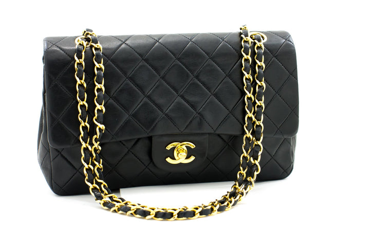 Chanel 2.55 Double New Chain Shoulder Bag Black Lambskin Handbag
