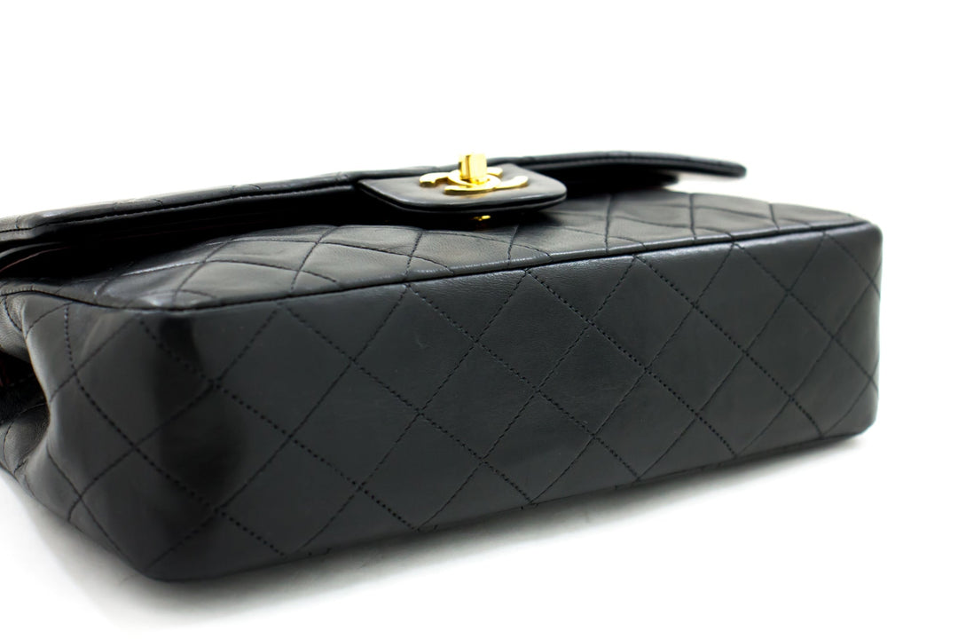 Chanel 2.55 Double New Chain Shoulder Bag Black Lambskin Handbag