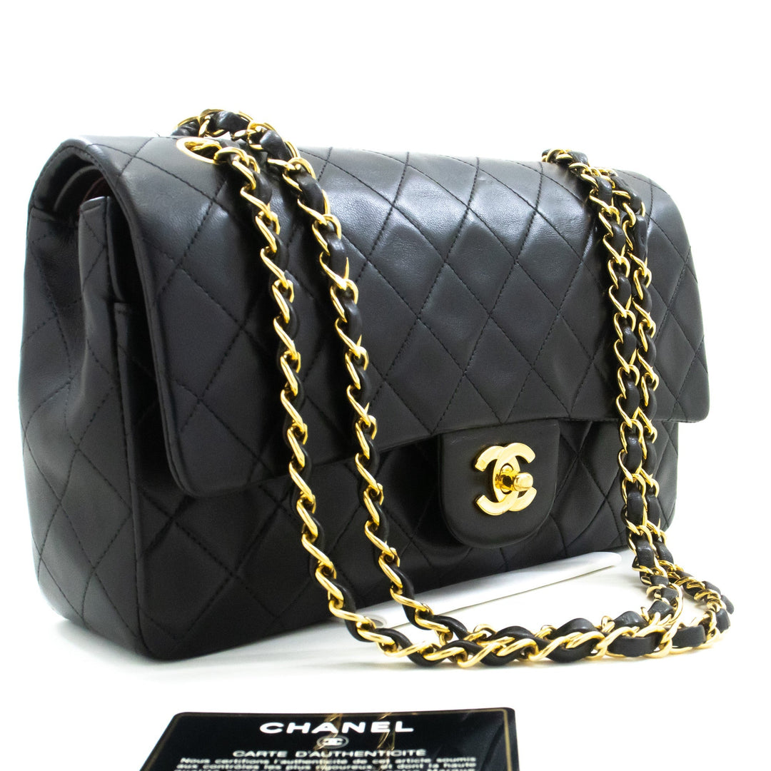 Top Quality Chanel Classic Double New 10" Chain Shoulder Bag Black Lambskin
