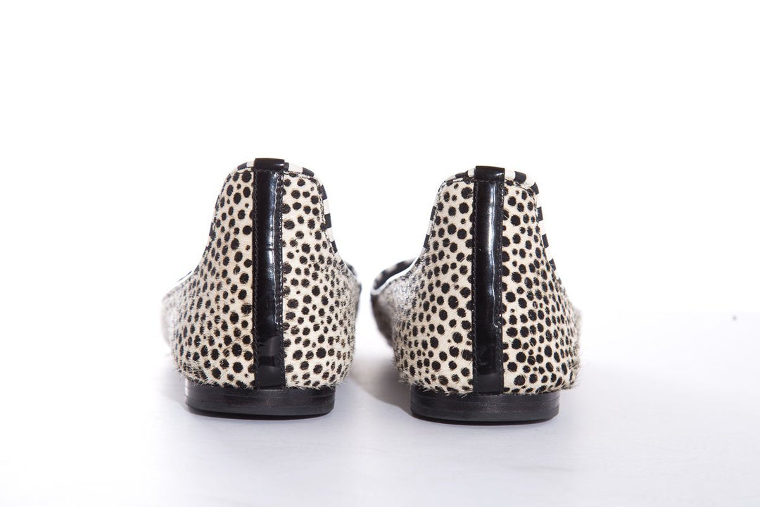 Brian Atwood Black & White Polka Dot Pointed-Toe Flats SZ 7.5