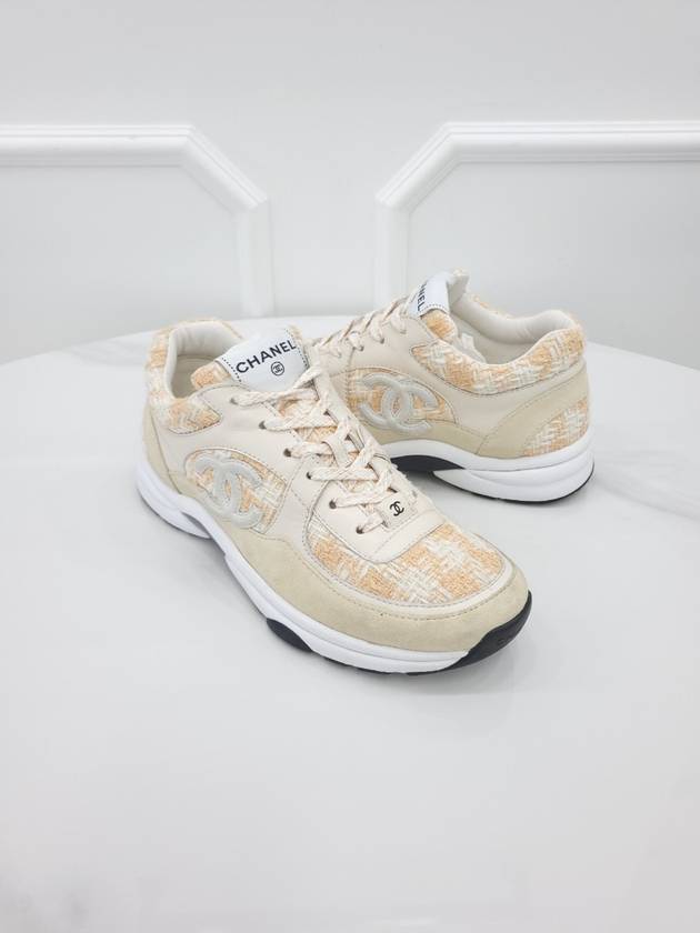 CC logo tweed sneakers orange 38 5 G38299 Chanel