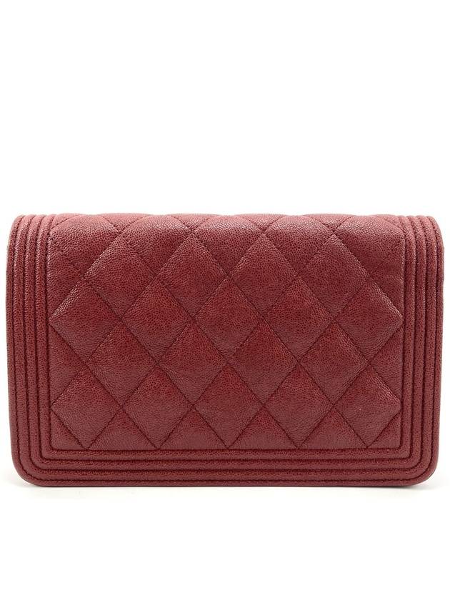 Caviar Boy gold logo woc mini bag cross burgundy Chanel