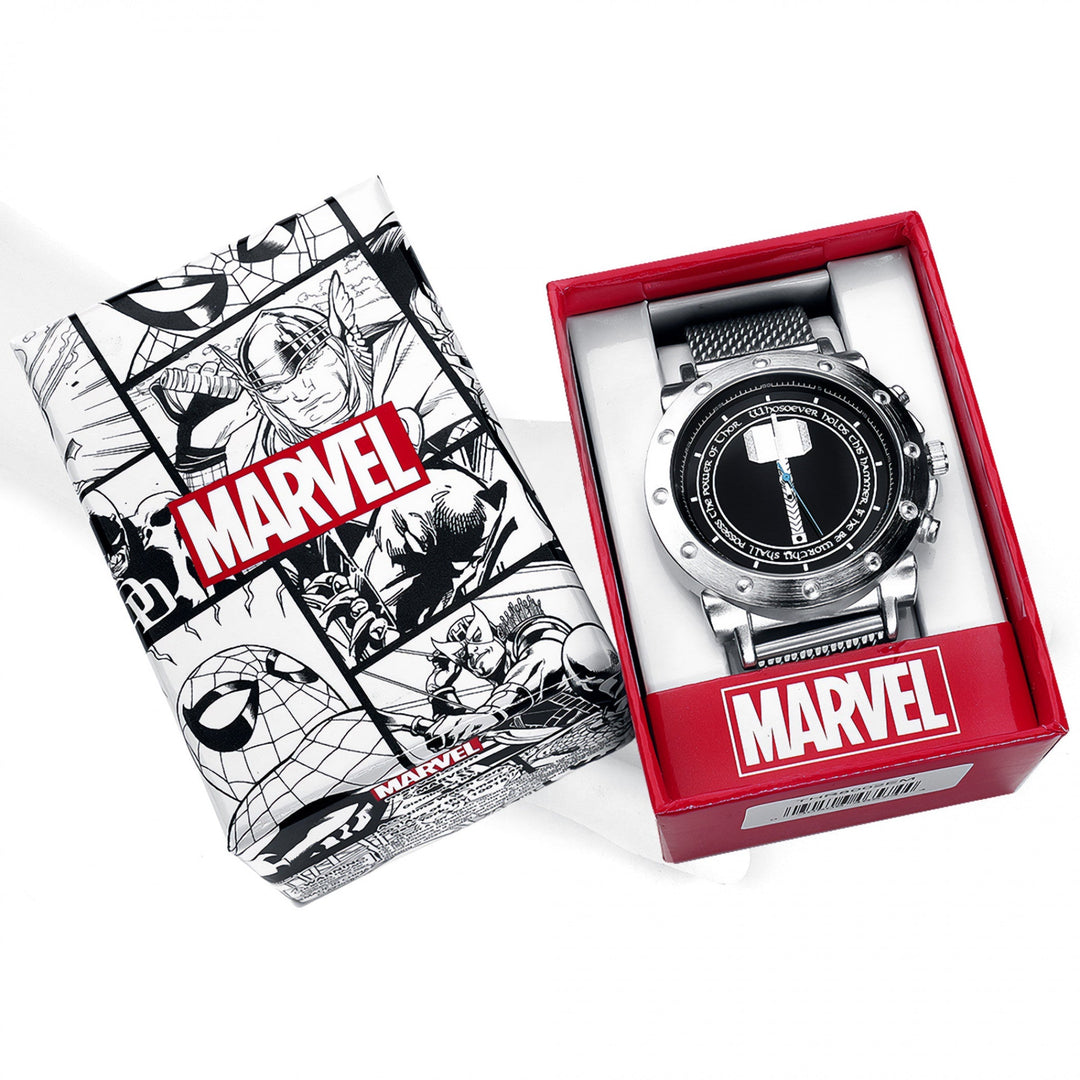 Marvel Comics Thor's Hammer Mjolnir Watch with Metal Band