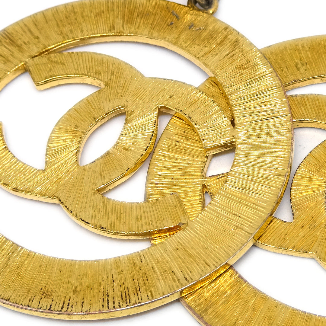 Top Quality Chanel Hoop Dangle Earrings Clip-On Gold 27