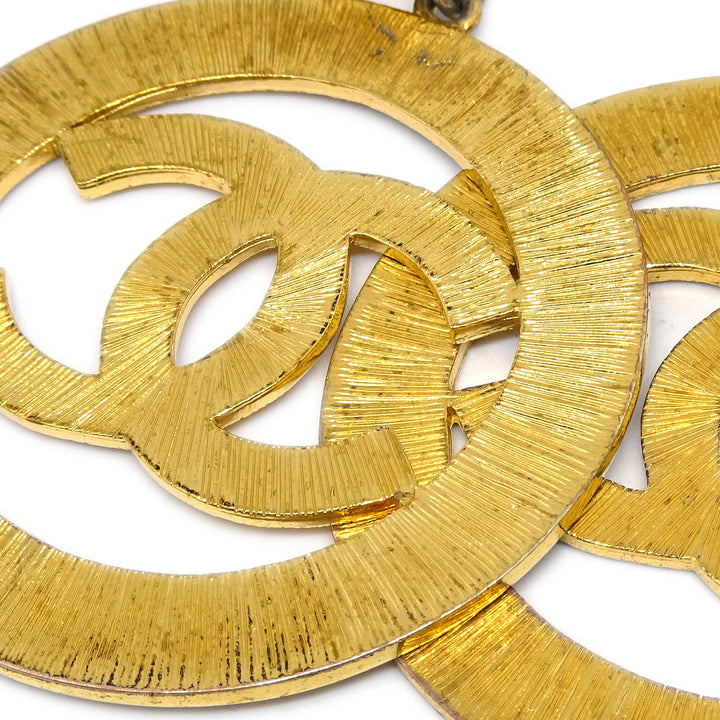 Top Quality Chanel Hoop Dangle Earrings Clip-On Gold 27