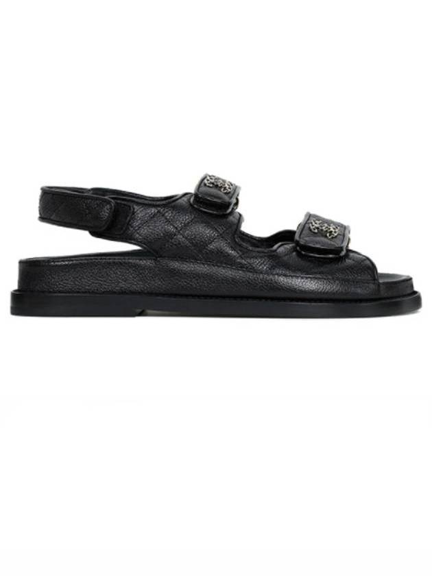 Women's CC Logo Velcro Sandals Gold Black Chanel