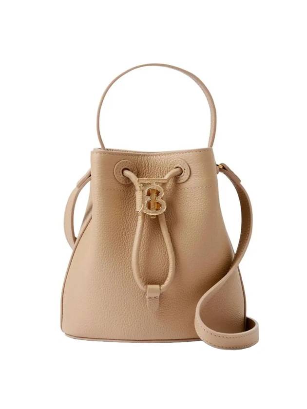 Burberry Logo Leather Mini Bucket Bag Beige