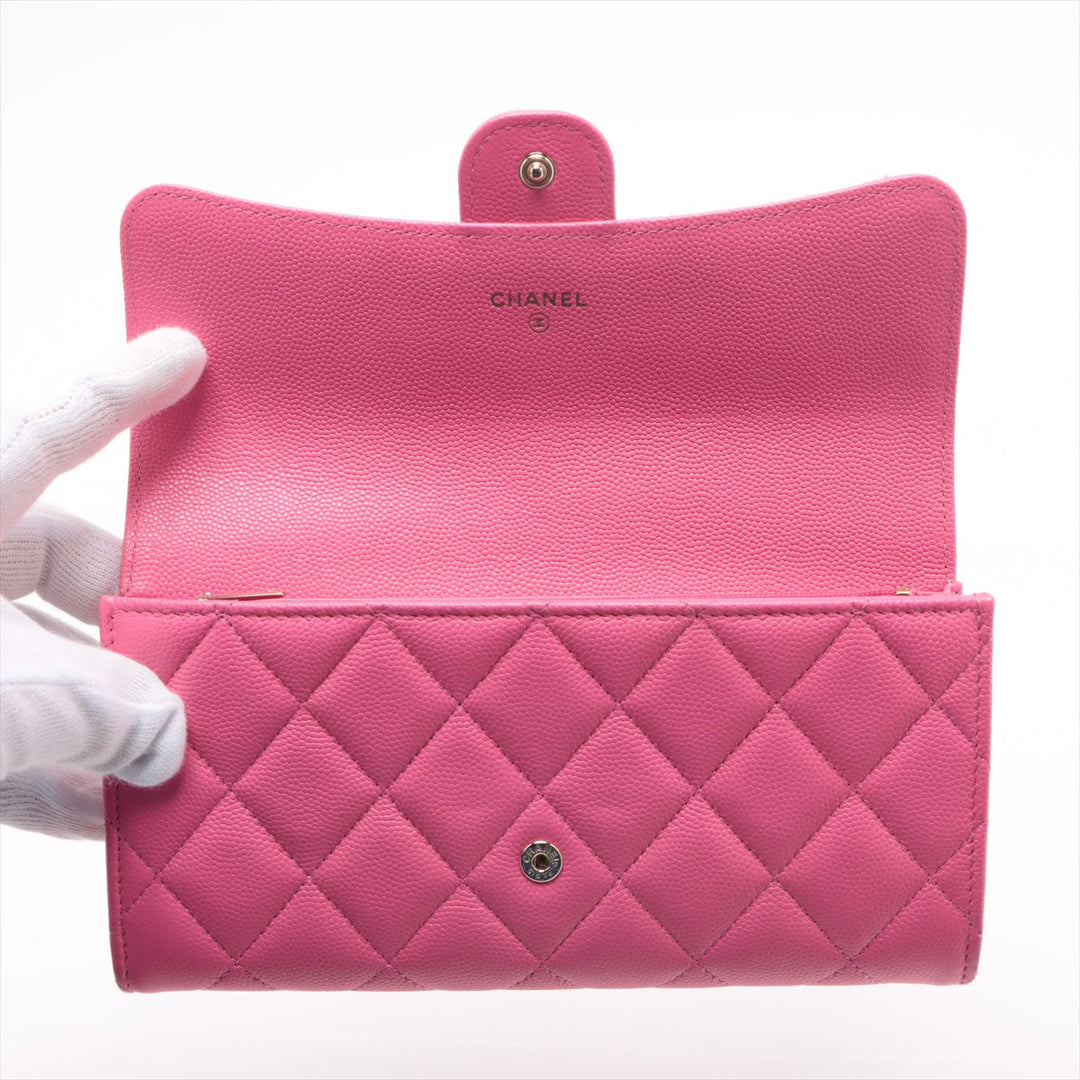 Top Quality Chanel Matrasse Caviar S Wallet Pink Gold  Random