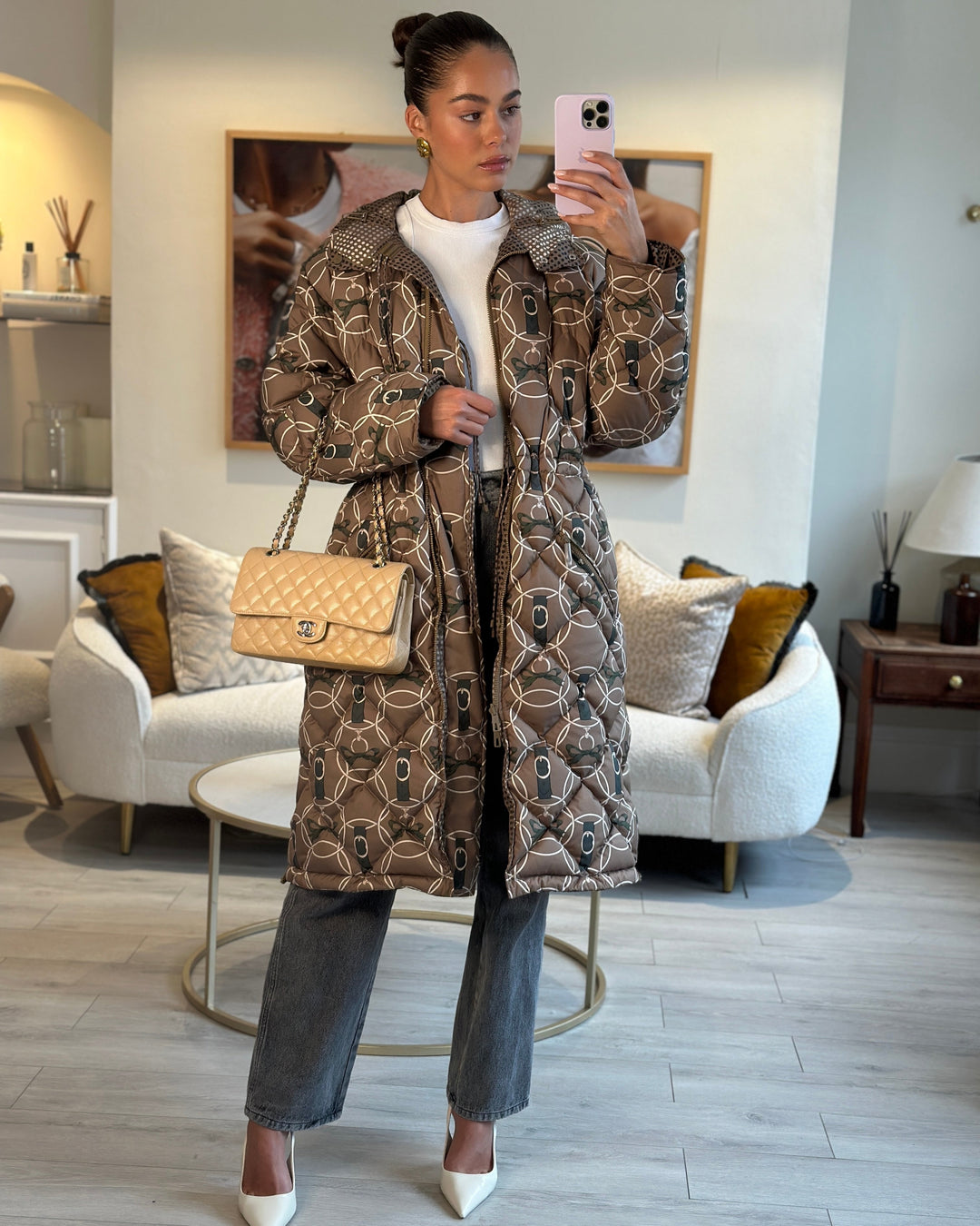 *FIRE PRICE* Top Quality Chanel Beige Medium Classic Double Flap in Caviar Leather with Silver Hardware