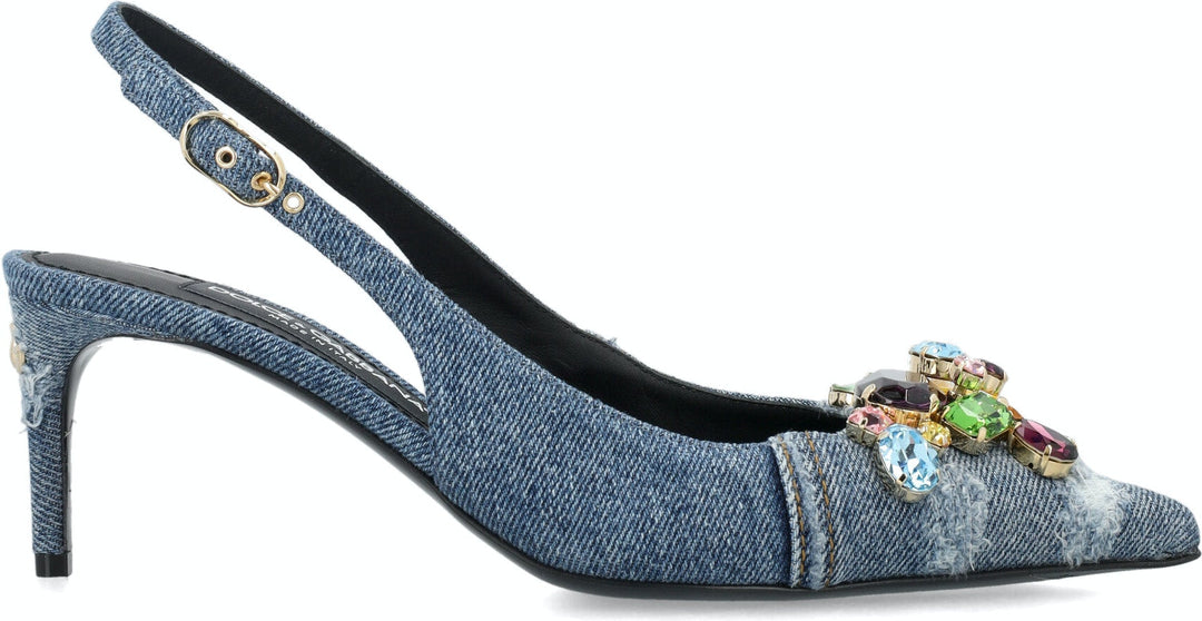 SLING BACK PATCHWORK WITH GEMSTONE