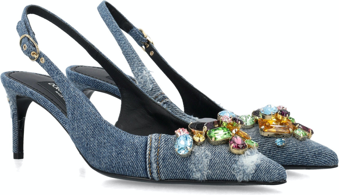 SLING BACK PATCHWORK WITH GEMSTONE