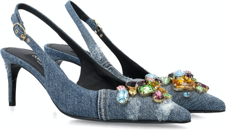SLING BACK PATCHWORK WITH GEMSTONE