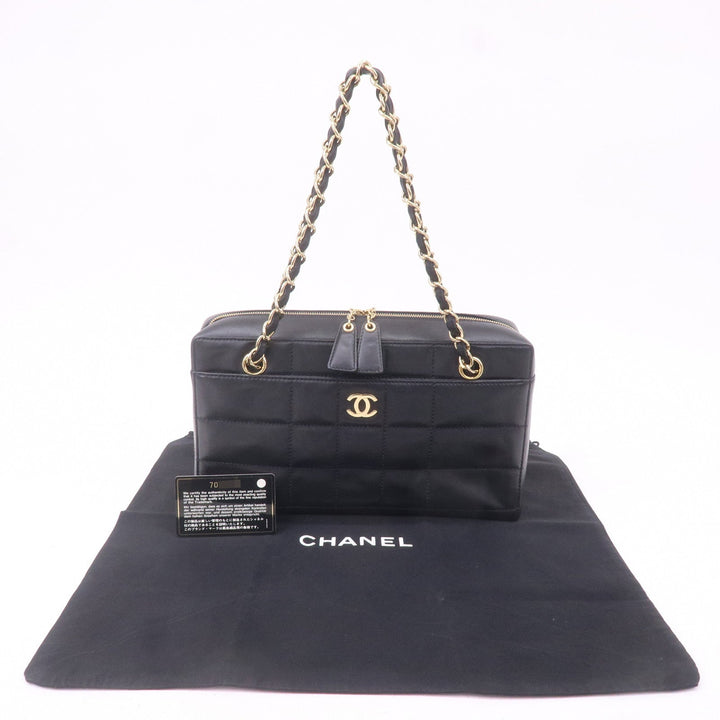 Top Quality Chanel Chocolate Bar Lamb Skin Chain Shoulder Bag Black