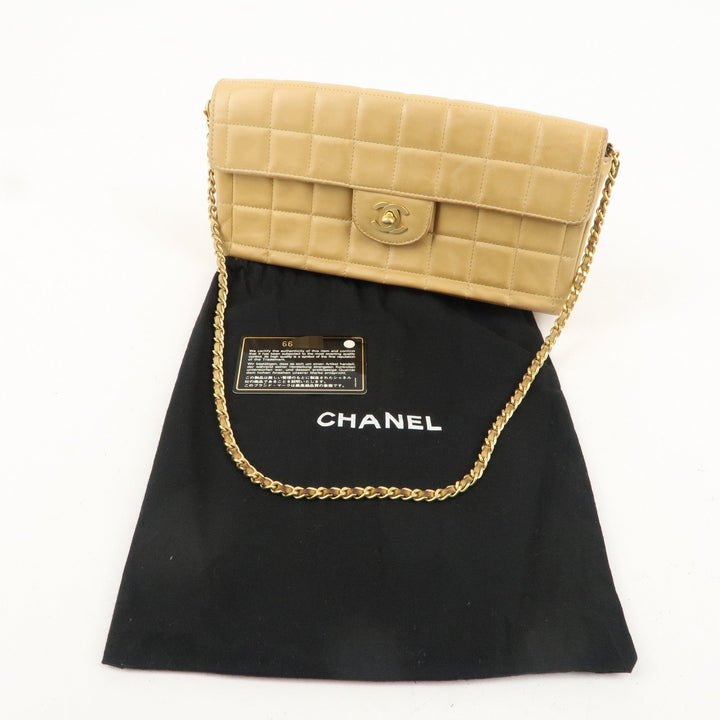 Top Quality Chanel Chocolate Bar Lamb Skin Chain Shoulder Bag Beige A15316