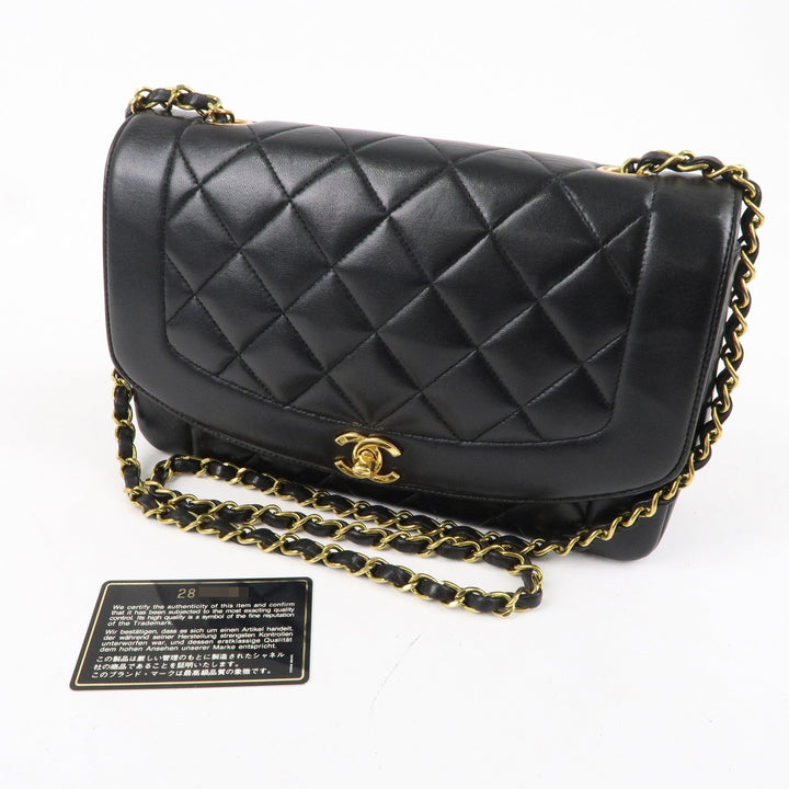 Top Quality Chanel Matelasse Lambskin Diana Chain Shoulder Bag Black A01165
