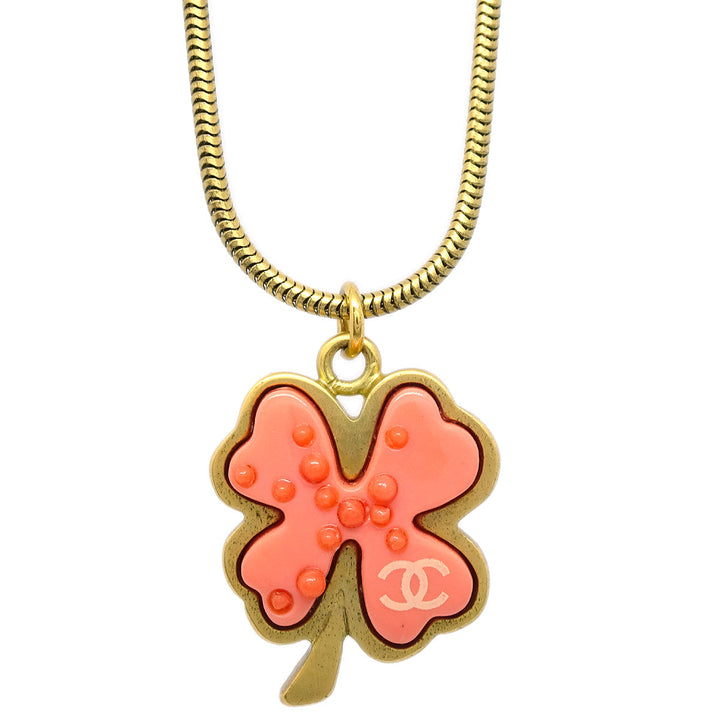 Top Quality Chanel Clover Pendant Necklace Gold 03P
