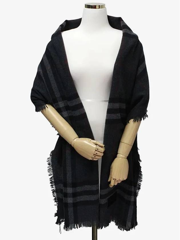Burberry Check Scarf Cashmere Dark Grey