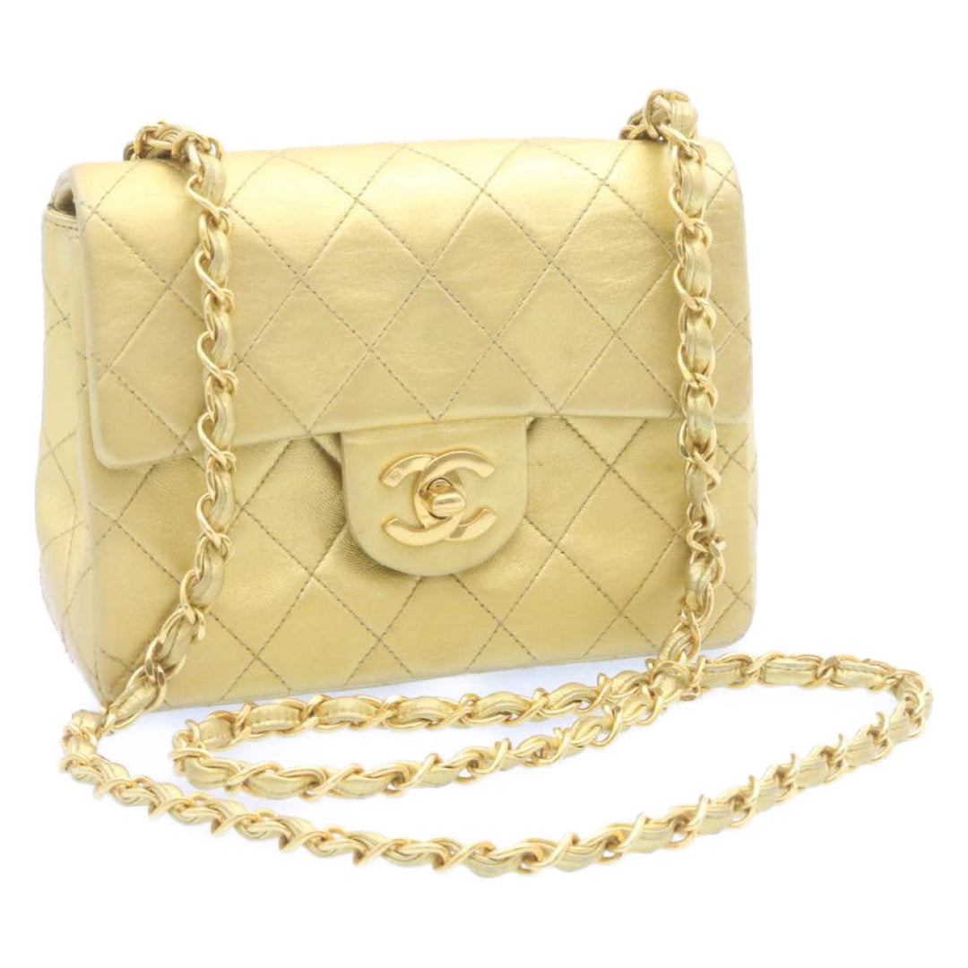Top Quality Chanel Matelasse Chain New Shoulder Bag Leather Gold CC Auth 25305A