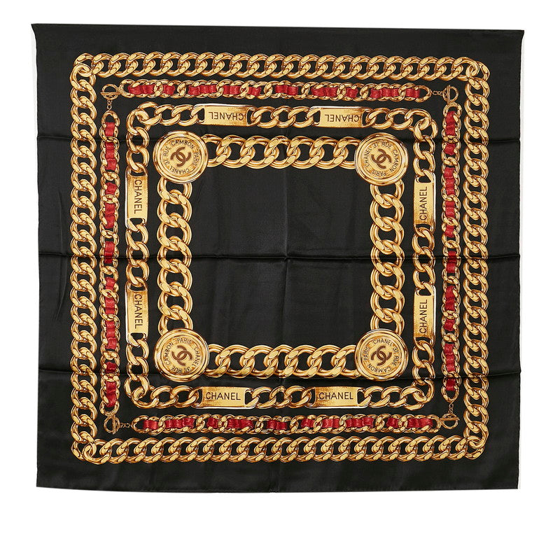 Top Quality Chanel Gold Chain Cocomark carf Black Multicolor Silk  Chanel