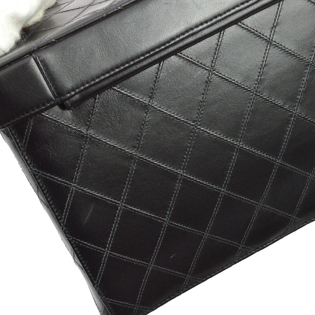 Top Quality Chanel 1994-1996 Black Lambskin Bicolore Vanity 2way Handbag