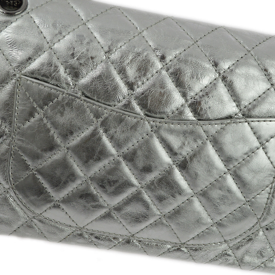 Top Quality Chanel Silver Lambskin 2.55 Classic Double Flap Shoulder Bag
