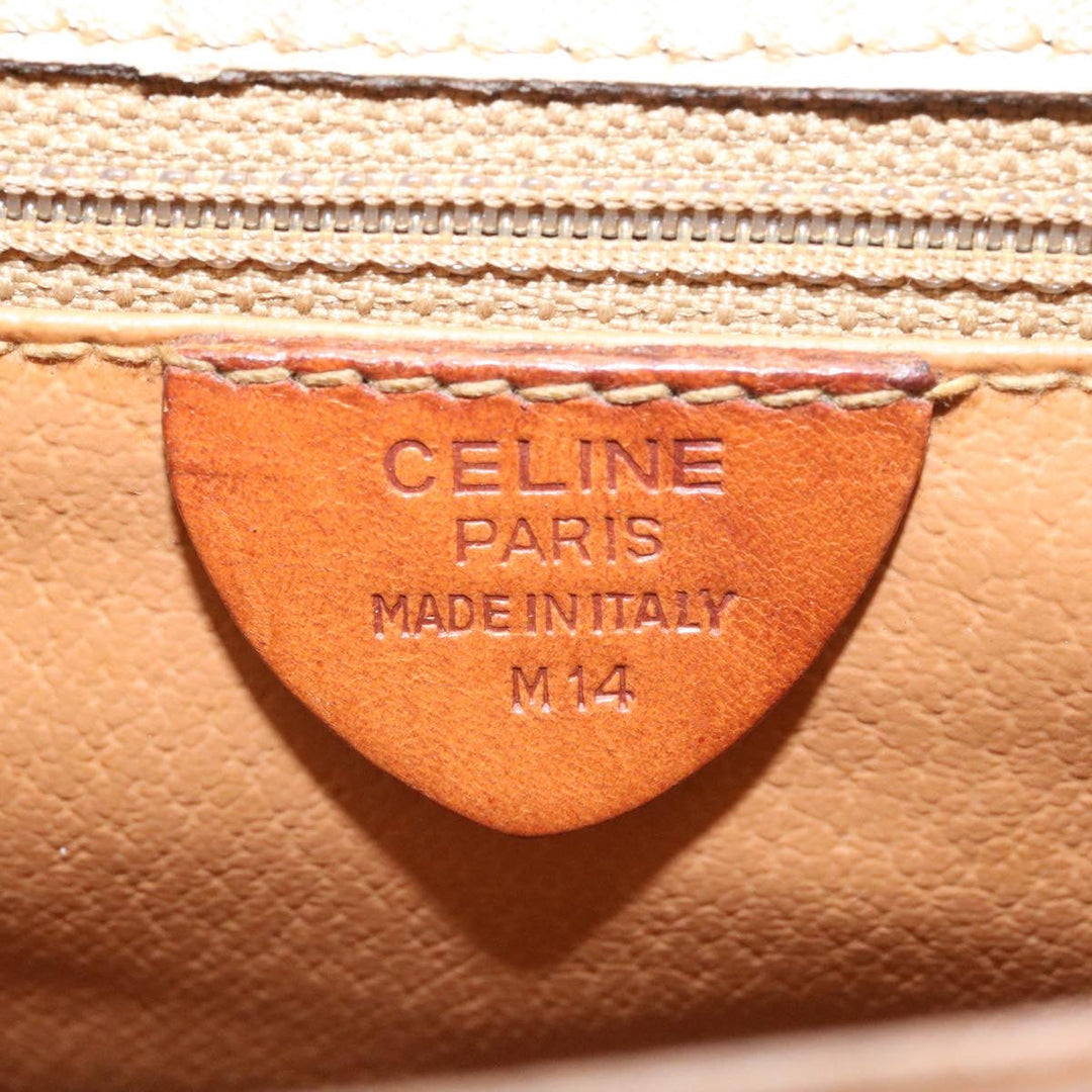 Celine Macadam Circle Logo 2Way Shoulder Hand Bag PVC Leather Beige  25937