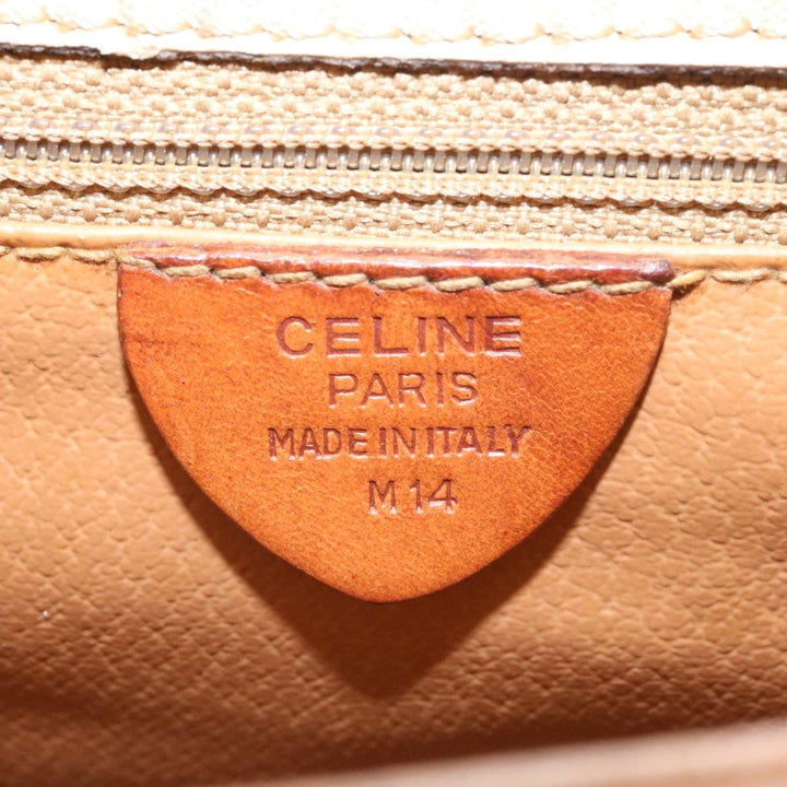 Celine Macadam Circle Logo 2Way Shoulder Hand Bag PVC Leather Beige  25937