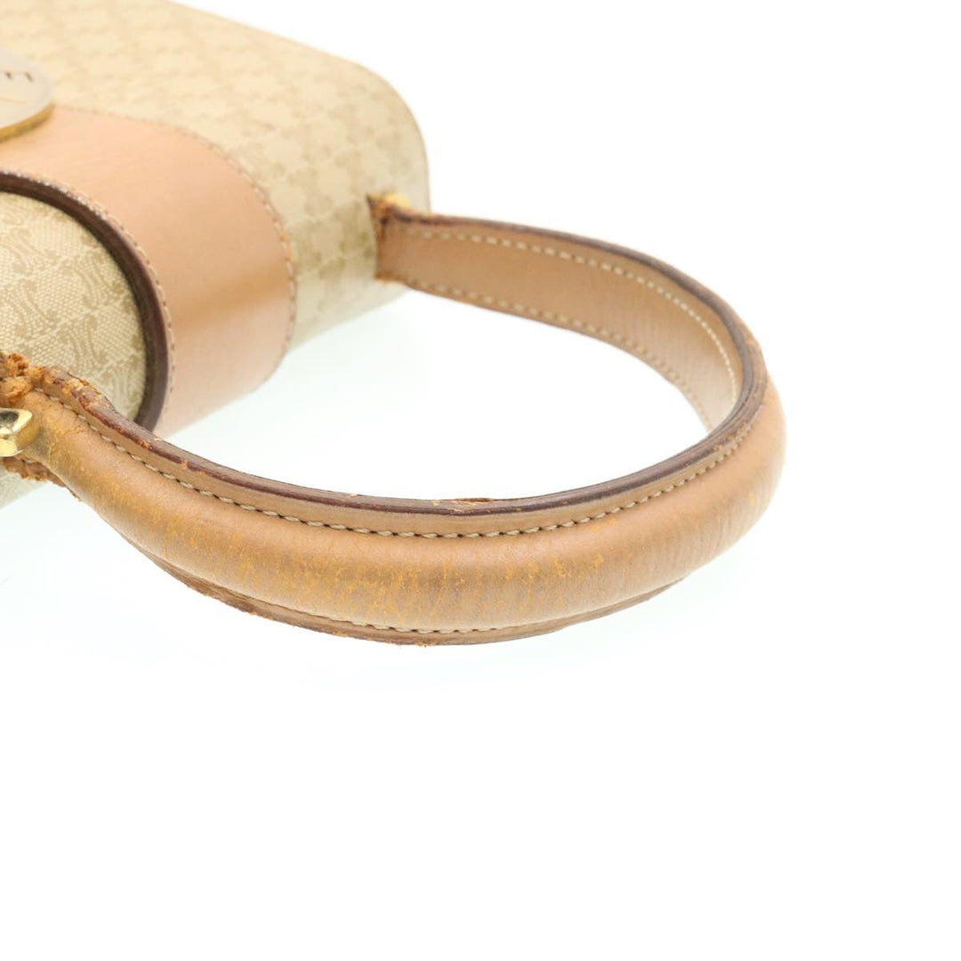 Celine Macadam Circle Logo 2Way Shoulder Hand Bag PVC Leather Beige  25937