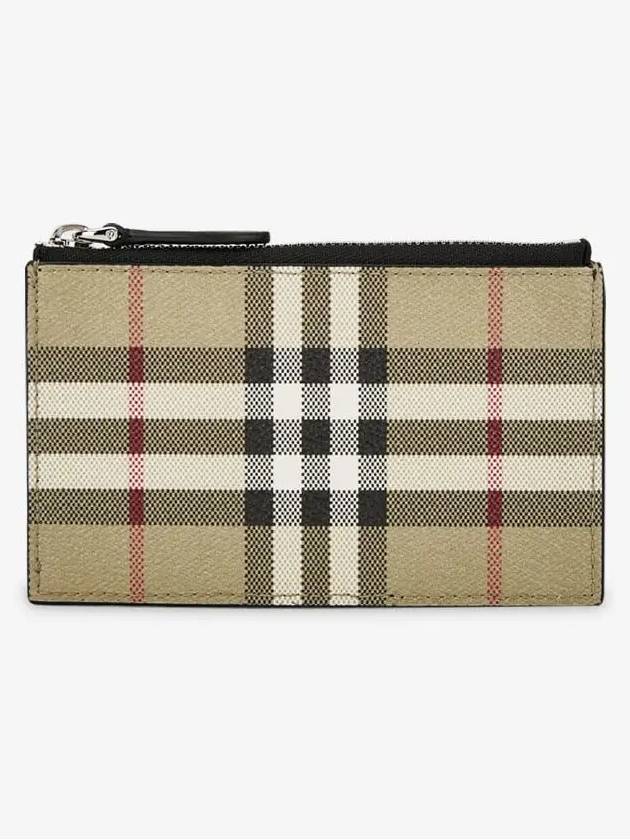 Burberry Vintage Check Leather Card Wallet Beige