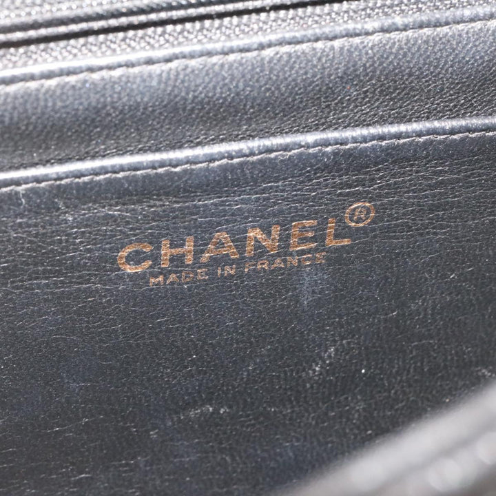 Chanel Big Matelasse New Chain Shoulder Bag Caviar Skin Black Gold Auth 25984A