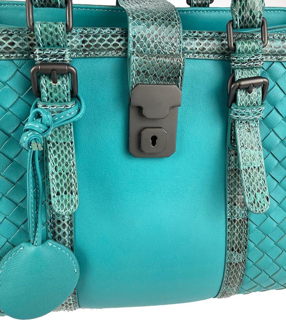 Bottega veneta Teal Nappa Ayers Small Roma Bag