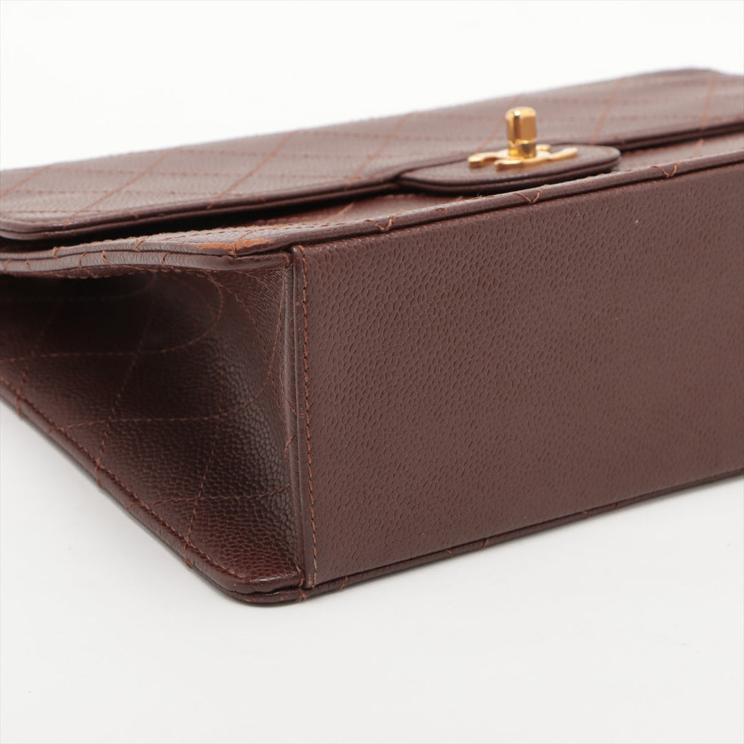 Top Quality Chanel Matrasse Caviar S Single Flap Single Chain Bag Brown Gold  5th