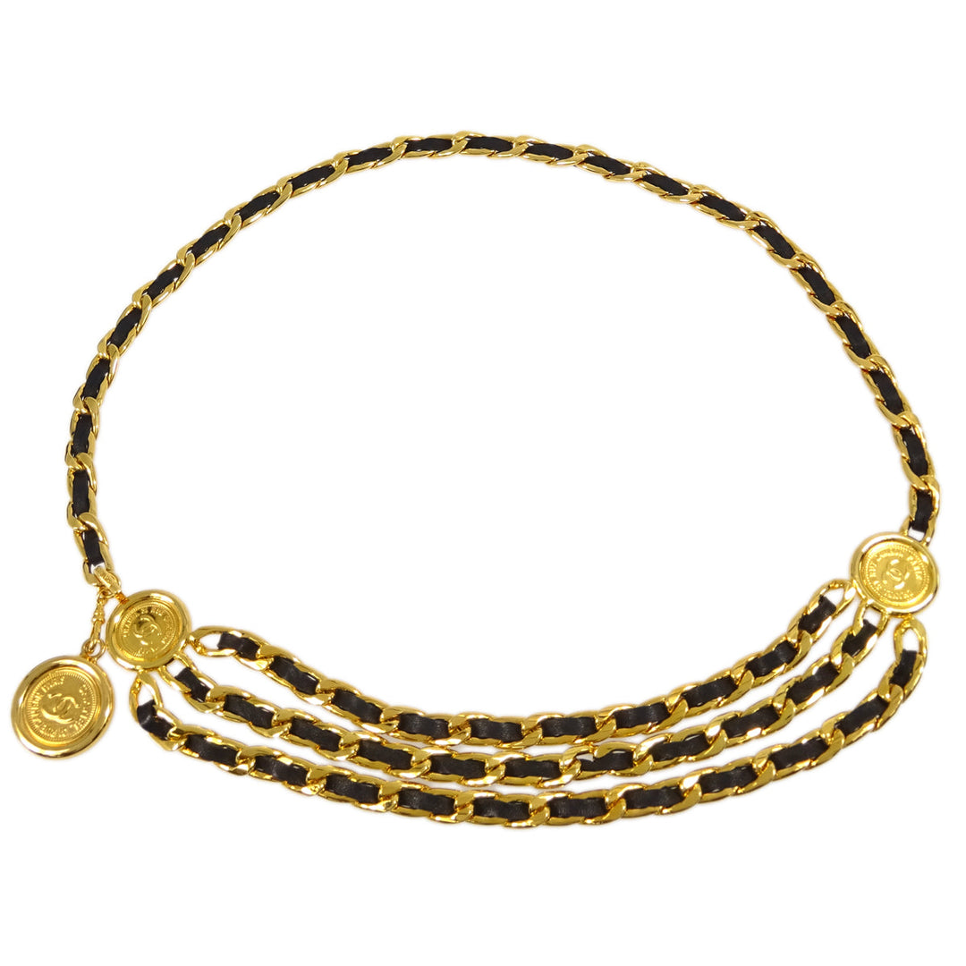 Top Quality Chanel Medallion Chain Belt Black 94A Small New