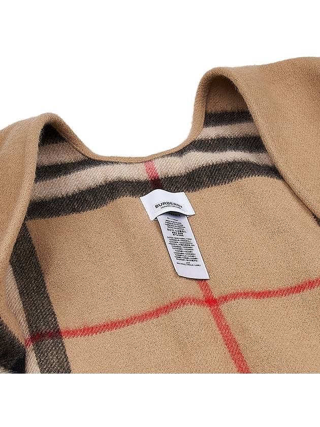 Burberry Reversible Check Wool Cashmere Cape Beige
