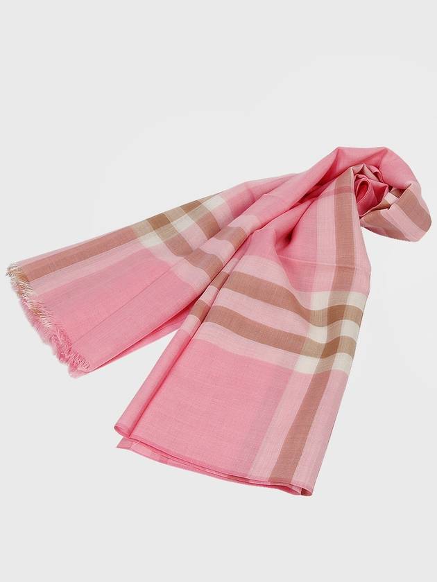 Burberry Check Wool Silk Scarf Pink