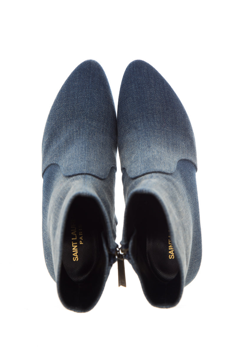 Saint Laurent Denim Heel Booties SZ 38