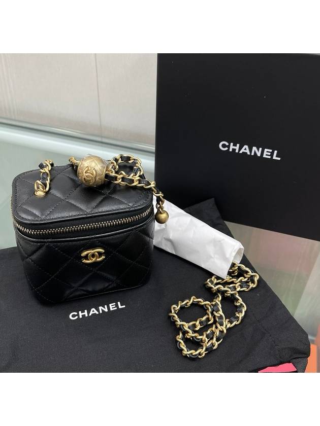 CC Logo Classic Vanity Small Cosmetic Case Mini Bag Black Chanel