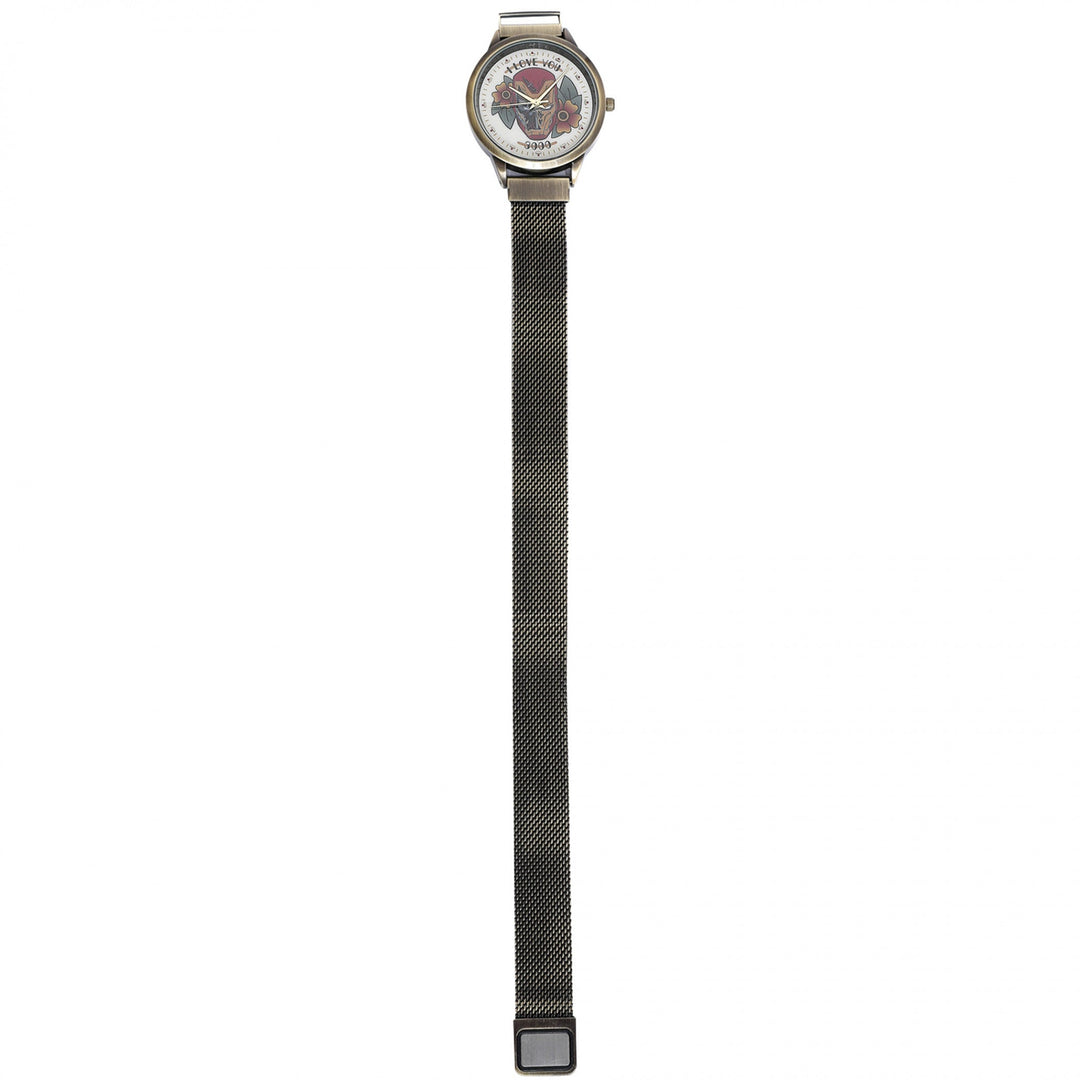 Marvel Comics Iron Man Floral Watch with Metal Band