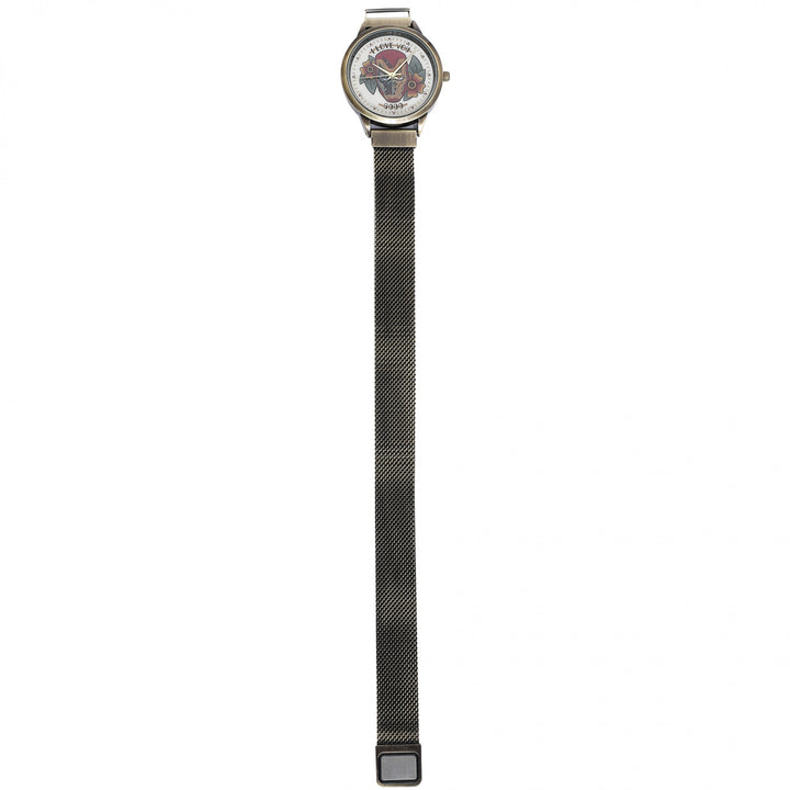 Marvel Comics Iron Man Floral Watch with Metal Band