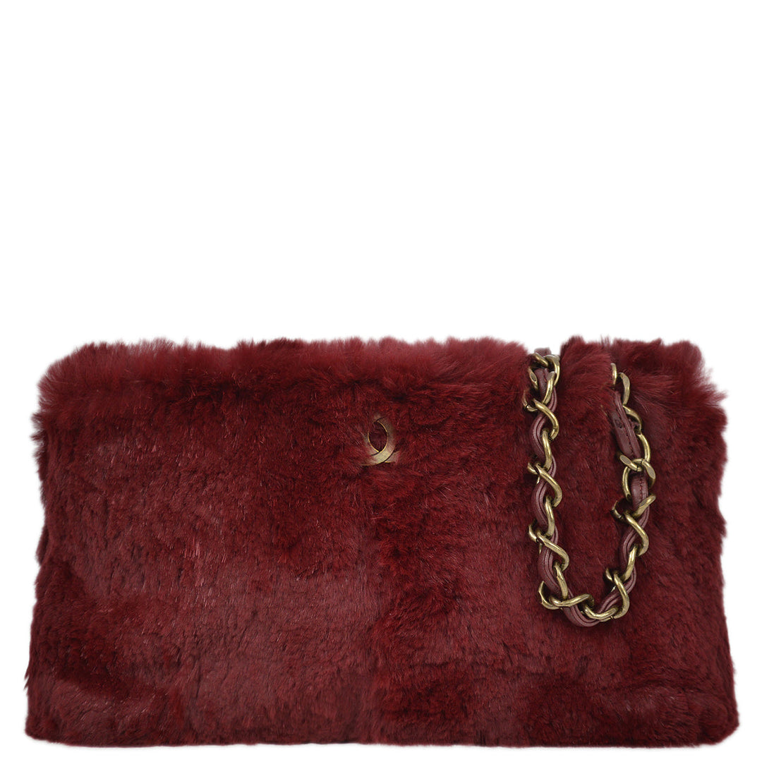 Top Quality Chanel 2000-2001 Chain Tote Bag Bordeaux Fur